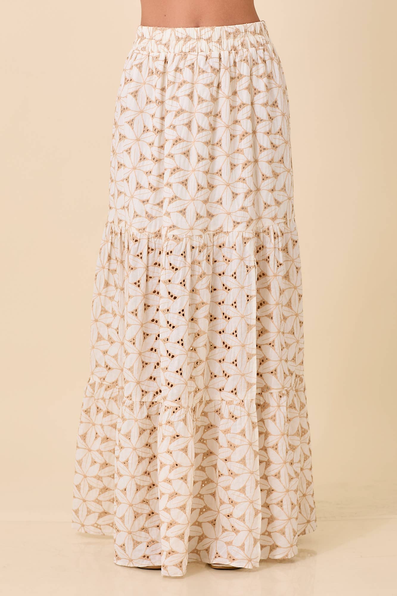 Flower Eyelet Maxi Skirt