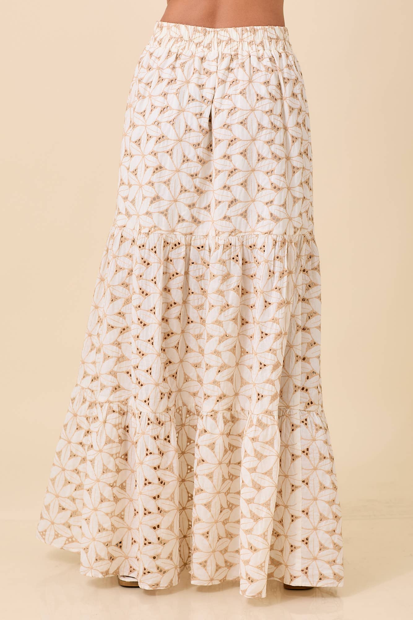 Flower Eyelet Maxi Skirt