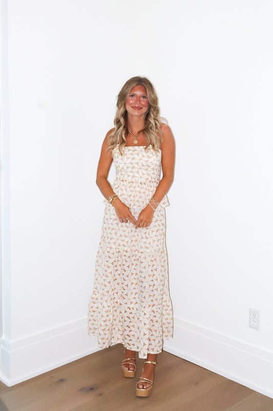 Flower Eyelet Maxi Skirt